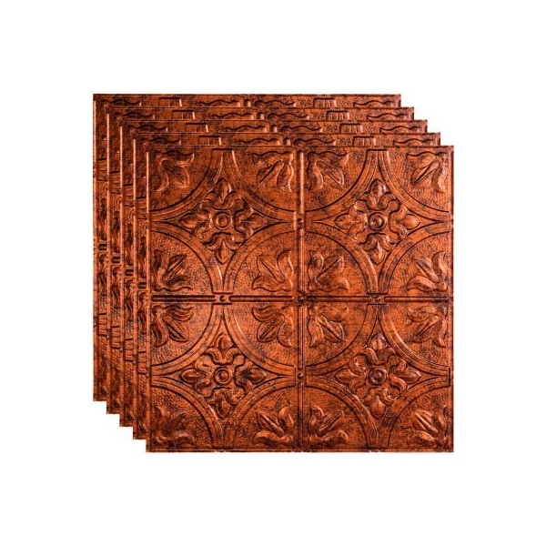 Acoustic Ceiling Products Fasade Traditional Syle No 2 - 23-3/4" x 23-3/4" PVC Lay In Tile in Moonstone Copper - PL5218 PL5218 - main